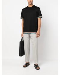 T-shirt à col rond à rayures horizontales noir Paul Smith