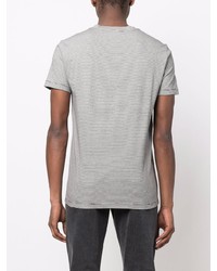 T-shirt à col rond à rayures horizontales noir Lardini