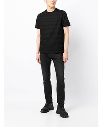 T-shirt à col rond à rayures horizontales noir Emporio Armani