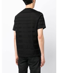 T-shirt à col rond à rayures horizontales noir Emporio Armani