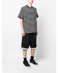 T-shirt à col rond à rayures horizontales noir Mastermind Japan