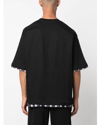 T-shirt à col rond à rayures horizontales noir Lanvin