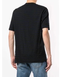 T-shirt à col rond à rayures horizontales noir Giorgio Armani