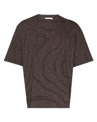 T-shirt à col rond à rayures horizontales noir YMC