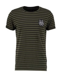 T-shirt à col rond à rayures horizontales olive Chasin'