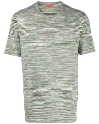 T-shirt à col rond à rayures horizontales olive Missoni