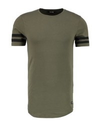 T-shirt à col rond à rayures horizontales olive ONLY & SONS