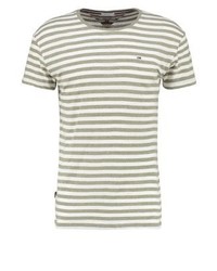 T-shirt à col rond à rayures horizontales olive Tommy Hilfiger