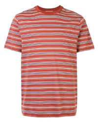 T-shirt à col rond à rayures horizontales orange Cerruti 1881