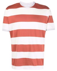 T-shirt à col rond à rayures horizontales orange Eleventy