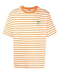 T-shirt à col rond à rayures horizontales orange Kenzo