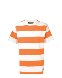 T-shirt à col rond à rayures horizontales orange Neighborhood