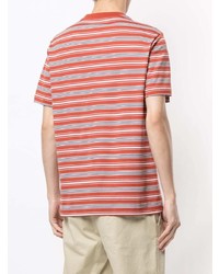 T-shirt à col rond à rayures horizontales orange Cerruti 1881