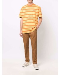 T-shirt à col rond à rayures horizontales orange Dickies Construct