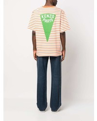 T-shirt à col rond à rayures horizontales orange Kenzo