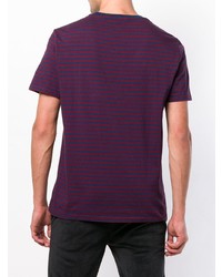 T-shirt à col rond à rayures horizontales pourpre foncé Polo Ralph Lauren