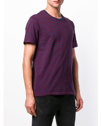 T-shirt à col rond à rayures horizontales pourpre foncé Polo Ralph Lauren