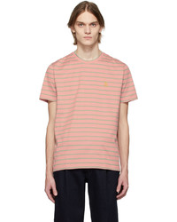 T-shirt à col rond à rayures horizontales rose Etro