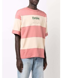 T-shirt à col rond à rayures horizontales rose Drôle De Monsieur