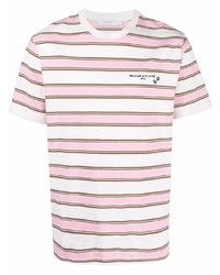T-shirt à col rond à rayures horizontales rose MAISON KITSUNÉ