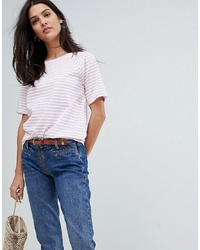 T-shirt à col rond à rayures horizontales rose MiH Jeans