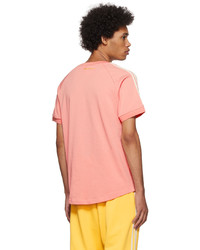 T-shirt à col rond à rayures horizontales rose Wales Bonner