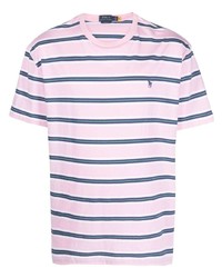 T-shirt à col rond à rayures horizontales rose Polo Ralph Lauren