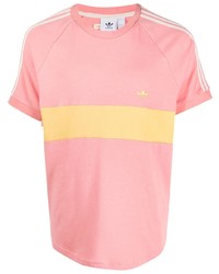 T-shirt à col rond à rayures horizontales rose Wales Bonner