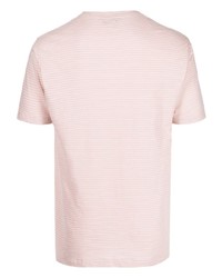 T-shirt à col rond à rayures horizontales rose YMC