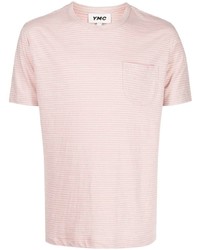 T-shirt à col rond à rayures horizontales rose YMC