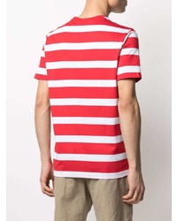 T-shirt à col rond à rayures horizontales rouge et blanc Paul & Shark