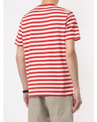 T-shirt à col rond à rayures horizontales rouge et blanc Kent & Curwen