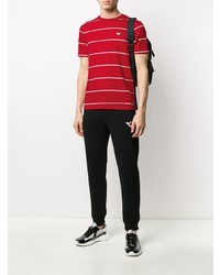 T-shirt à col rond à rayures horizontales rouge et blanc Emporio Armani