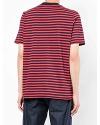 T-shirt à col rond à rayures horizontales rouge et bleu marine PS Paul Smith
