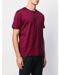 T-shirt à col rond à rayures horizontales rouge et bleu marine N°21