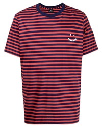 T-shirt à col rond à rayures horizontales rouge et bleu marine PS Paul Smith