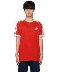T-shirt à col rond à rayures horizontales rouge adidas Originals