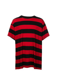 T-shirt à col rond à rayures horizontales rouge Amiri