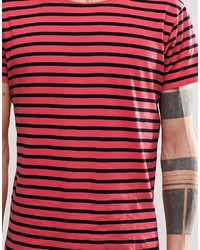 T-shirt à col rond à rayures horizontales rouge Cheap Monday