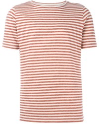 T-shirt à col rond à rayures horizontales rouge Eleventy