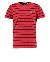 T-shirt à col rond à rayures horizontales rouge Gant