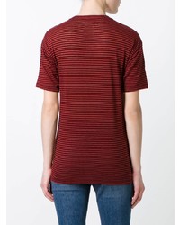 T-shirt à col rond à rayures horizontales rouge Isabel Marant Etoile