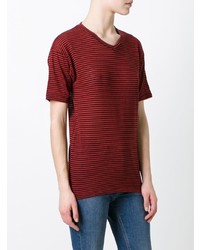 T-shirt à col rond à rayures horizontales rouge Isabel Marant Etoile