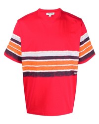 T-shirt à col rond à rayures horizontales rouge Kenzo