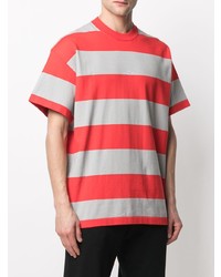 T-shirt à col rond à rayures horizontales rouge MSGM