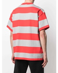 T-shirt à col rond à rayures horizontales rouge MSGM