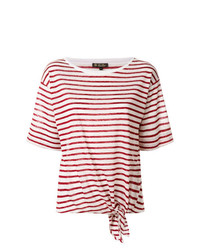T-shirt à col rond à rayures horizontales rouge Loro Piana