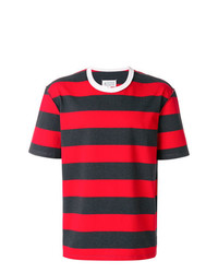 T-shirt à col rond à rayures horizontales rouge Maison Margiela