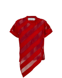 T-shirt à col rond à rayures horizontales rouge MARQUES ALMEIDA