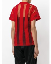 T-shirt à col rond à rayures horizontales rouge MARQUES ALMEIDA